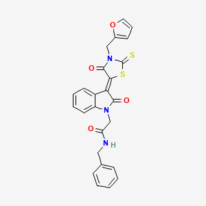 molecular formula C25H19N3O4S2 B12015361 N-Benzyl-2-{(3Z)-3-[3-(2-furylmethyl)-4-oxo-2-thioxo-1,3-thiazolidin-5-ylidene]-2-oxo-2,3-dihydro-1H-indol-1-YL}acetamide 