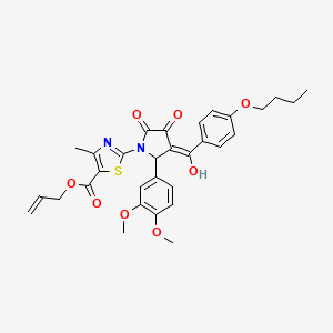 molecular formula C31H32N2O8S B12015387 Allyl 2-(3-(4-butoxybenzoyl)-2-(3,4-dimethoxyphenyl)-4-hydroxy-5-oxo-2,5-dihydro-1H-pyrrol-1-YL)-4-methyl-1,3-thiazole-5-carboxylate CAS No. 609795-71-3