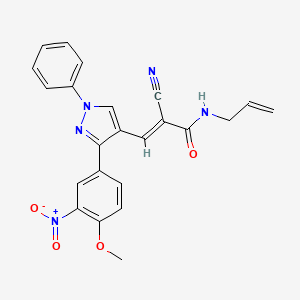 molecular formula C23H19N5O4 B12015402 N-Allyl-2-cyano-3-(3-(4-methoxy-3-nitrophenyl)-1-phenyl-1H-pyrazol-4-yl)acrylamide CAS No. 313273-12-0