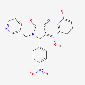 molecular formula C24H18FN3O5 B12015405 4-(3-Fluoro-4-methylbenzoyl)-3-hydroxy-5-(4-nitrophenyl)-1-(pyridin-3-ylmethyl)-1H-pyrrol-2(5H)-one CAS No. 618073-84-0