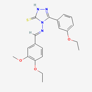 molecular formula C20H22N4O3S B12015485 4-((4-Ethoxy-3-methoxybenzylidene)amino)-3-(3-ethoxyphenyl)-1H-1,2,4-triazole-5(4H)-thione CAS No. 613249-77-7