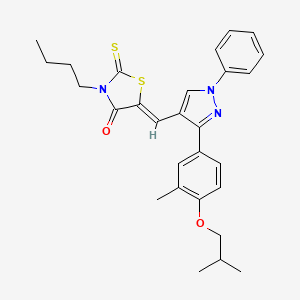 molecular formula C28H31N3O2S2 B12015500 (5Z)-3-butyl-5-{[3-(4-isobutoxy-3-methylphenyl)-1-phenyl-1H-pyrazol-4-yl]methylene}-2-thioxo-1,3-thiazolidin-4-one CAS No. 624724-25-0