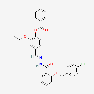 molecular formula C30H25ClN2O5 B12015508 4-(2-(2-((4-Chlorobenzyl)oxy)benzoyl)carbohydrazonoyl)-2-ethoxyphenyl benzoate CAS No. 769152-16-1