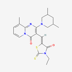 molecular formula C22H26N4O2S2 B12015525 2-(3,5-Dimethyl-1-piperidinyl)-3-[(Z)-(3-ethyl-4-oxo-2-thioxo-1,3-thiazolidin-5-ylidene)methyl]-9-methyl-4H-pyrido[1,2-A]pyrimidin-4-one 