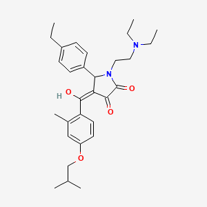 molecular formula C30H40N2O4 B12015528 (4E)-1-[2-(diethylamino)ethyl]-5-(4-ethylphenyl)-4-{hydroxy[2-methyl-4-(2-methylpropoxy)phenyl]methylidene}pyrrolidine-2,3-dione 