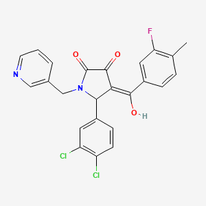 molecular formula C24H17Cl2FN2O3 B12015535 5-(3,4-dichlorophenyl)-4-(3-fluoro-4-methylbenzoyl)-3-hydroxy-1-[(pyridin-3-yl)methyl]-2,5-dihydro-1H-pyrrol-2-one CAS No. 618076-11-2
