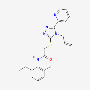 molecular formula C21H23N5OS B12015551 N-(2-ethyl-6-methylphenyl)-2-{[4-(prop-2-en-1-yl)-5-(pyridin-2-yl)-4H-1,2,4-triazol-3-yl]sulfanyl}acetamide CAS No. 587005-33-2
