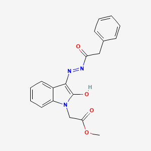 molecular formula C19H17N3O4 B12015564 Methyl (2-oxo-3-((phenylacetyl)hydrazono)-2,3-dihydro-1H-indol-1-YL)acetate CAS No. 341975-22-2