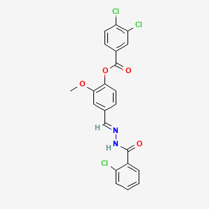 molecular formula C22H15Cl3N2O4 B12015565 4-(2-(2-Chlorobenzoyl)carbohydrazonoyl)-2-methoxyphenyl 3,4-dichlorobenzoate CAS No. 478276-75-4