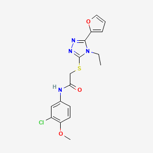 molecular formula C17H17ClN4O3S B12015582 N-(3-chloro-4-methoxyphenyl)-2-{[4-ethyl-5-(furan-2-yl)-4H-1,2,4-triazol-3-yl]sulfanyl}acetamide CAS No. 573972-48-2