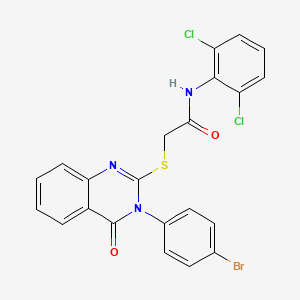 molecular formula C22H14BrCl2N3O2S B12015632 2-{[3-(4-bromophenyl)-4-oxo-3,4-dihydroquinazolin-2-yl]sulfanyl}-N-(2,6-dichlorophenyl)acetamide 
