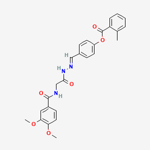molecular formula C26H25N3O6 B12015667 4-(2-(((3,4-Dimethoxybenzoyl)amino)AC)carbohydrazonoyl)phenyl 2-methylbenzoate CAS No. 767314-18-1