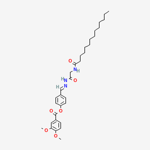 molecular formula C32H45N3O6 B12015673 4-(2-((Tetradecanoylamino)acetyl)carbohydrazonoyl)phenyl 3,4-dimethoxybenzoate CAS No. 764655-56-3