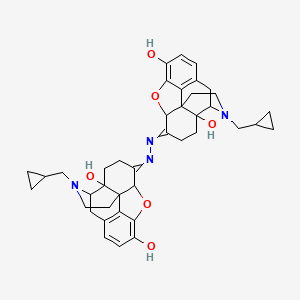 molecular formula C40H46N4O6 B1201568 3-(Cyclopropylmethyl)-7-[[3-(cyclopropylmethyl)-4a,9-dihydroxy-2,4,5,6,7a,13-hexahydro-1H-4,12-methanobenzofuro[3,2-e]isoquinolin-7-ylidene]hydrazinylidene]-2,4,5,6,7a,13-hexahydro-1H-4,12-methanobenzofuro[3,2-e]isoquinoline-4a,9-diol CAS No. 82823-99-2