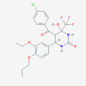 molecular formula C23H24ClF3N2O5 B12015691 5-(4-Chlorobenzoyl)-6-(3-ethoxy-4-propoxyphenyl)-4-hydroxy-4-(trifluoromethyl)tetrahydropyrimidin-2(1H)-one 