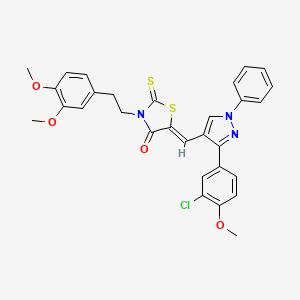 molecular formula C30H26ClN3O4S2 B12015692 (5Z)-5-{[3-(3-chloro-4-methoxyphenyl)-1-phenyl-1H-pyrazol-4-yl]methylene}-3-[2-(3,4-dimethoxyphenyl)ethyl]-2-thioxo-1,3-thiazolidin-4-one CAS No. 624724-20-5