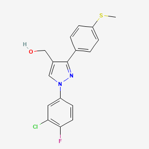 molecular formula C17H14ClFN2OS B12015753 (1-(3-Chloro-4-fluorophenyl)-3-(4-(methylthio)phenyl)-1H-pyrazol-4-YL)methanol CAS No. 618444-53-4