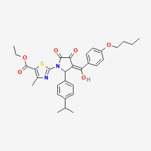 molecular formula C31H34N2O6S B12015838 Ethyl 2-[3-(4-butoxybenzoyl)-4-hydroxy-2-(4-isopropylphenyl)-5-oxo-2,5-dihydro-1H-pyrrol-1-YL]-4-methyl-1,3-thiazole-5-carboxylate CAS No. 609794-62-9