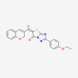 molecular formula C22H17N3O3S B12015840 (5E)-5-(2H-chromen-3-ylmethylene)-2-(4-ethoxyphenyl)[1,3]thiazolo[3,2-b][1,2,4]triazol-6(5H)-one 