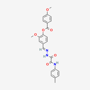 molecular formula C25H23N3O6 B12015902 2-Methoxy-4-(2-(oxo(4-toluidino)acetyl)carbohydrazonoyl)phenyl 4-methoxybenzoate CAS No. 765311-57-7