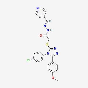 molecular formula C23H19ClN6O2S B12015945 2-{[4-(4-chlorophenyl)-5-(4-methoxyphenyl)-4H-1,2,4-triazol-3-yl]sulfanyl}-N'-[(E)-pyridin-4-ylmethylidene]acetohydrazide 