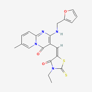 molecular formula C20H18N4O3S2 B12015975 3-[(E)-(3-ethyl-4-oxo-2-thioxo-1,3-thiazolidin-5-ylidene)methyl]-2-[(2-furylmethyl)amino]-7-methyl-4H-pyrido[1,2-a]pyrimidin-4-one CAS No. 381175-96-8