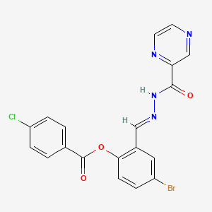 molecular formula C19H12BrClN4O3 B12015993 4-bromo-2-{(E)-[(2-pyrazinylcarbonyl)hydrazono]methyl}phenyl 4-chlorobenzoate CAS No. 765310-52-9