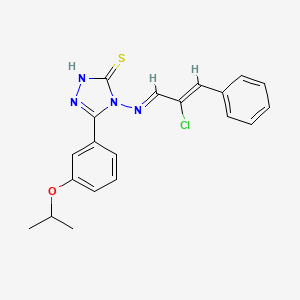 molecular formula C20H19ClN4OS B12015996 4-{[(1E,2Z)-2-chloro-3-phenylprop-2-en-1-ylidene]amino}-5-[3-(propan-2-yloxy)phenyl]-2,4-dihydro-3H-1,2,4-triazole-3-thione 