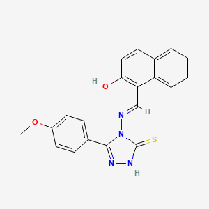 molecular formula C20H16N4O2S B12016000 1-[(E)-{[3-(4-methoxyphenyl)-5-sulfanyl-4H-1,2,4-triazol-4-yl]imino}methyl]naphthalen-2-ol 