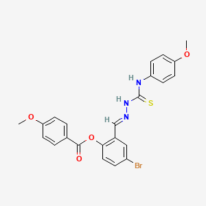 molecular formula C23H20BrN3O4S B12016005 [4-bromo-2-[(E)-[(4-methoxyphenyl)carbamothioylhydrazinylidene]methyl]phenyl] 4-methoxybenzoate CAS No. 769150-28-9