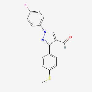 molecular formula C17H13FN2OS B12016030 1-(4-Fluorophenyl)-3-(4-(methylthio)phenyl)-1H-pyrazole-4-carbaldehyde CAS No. 618101-60-3