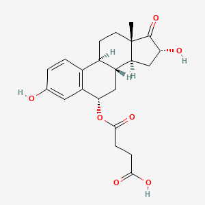 molecular formula C22H26O7 B1201606 Estra-1,3,5(10)-trien-17-one, 6-(3-carboxy-1-oxopropoxy)-3,16-dihydroxy-, (6alpha,16alpha)- CAS No. 84371-31-3