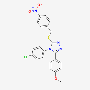 molecular formula C22H17ClN4O3S B12016067 4-(4-chlorophenyl)-3-(4-methoxyphenyl)-5-[(4-nitrobenzyl)sulfanyl]-4H-1,2,4-triazole CAS No. 618880-63-0