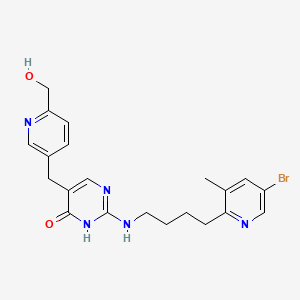 molecular formula C21H24BrN5O2 B1201608 2-[4-(5-bromo-3-methylpyridin-2-yl)butylamino]-5-[[6-(hydroxymethyl)pyridin-3-yl]methyl]-1H-pyrimidin-6-one CAS No. 86181-45-5