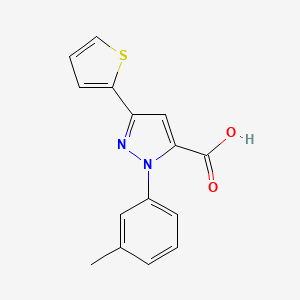 molecular formula C15H12N2O2S B12016119 3-(Thiophen-2-YL)-1-M-tolyl-1H-pyrazole-5-carboxylic acid CAS No. 618382-84-6