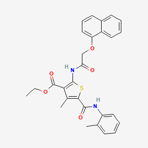 molecular formula C28H26N2O5S B12016143 Ethyl 4-methyl-2-{[(1-naphthyloxy)acetyl]amino}-5-(2-toluidinocarbonyl)-3-thiophenecarboxylate 