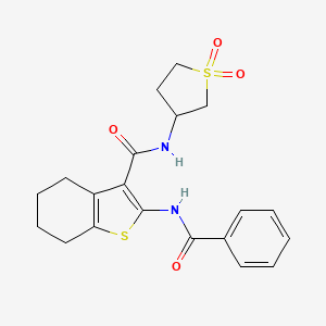 molecular formula C20H22N2O4S2 B12016144 N-(1,1-dioxidotetrahydrothiophen-3-yl)-2-[(phenylcarbonyl)amino]-4,5,6,7-tetrahydro-1-benzothiophene-3-carboxamide 