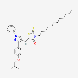 molecular formula C35H45N3O2S2 B12016288 (5Z)-3-Dodecyl-5-{[3-(4-isobutoxyphenyl)-1-phenyl-1H-pyrazol-4-YL]methylene}-2-thioxo-1,3-thiazolidin-4-one 