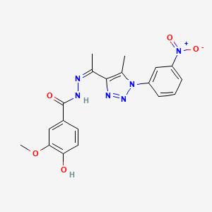 molecular formula C19H18N6O5 B12016293 4-hydroxy-3-methoxy-N'-{(Z)-1-[5-methyl-1-(3-nitrophenyl)-1H-1,2,3-triazol-4-yl]ethylidene}benzohydrazide CAS No. 624725-55-9