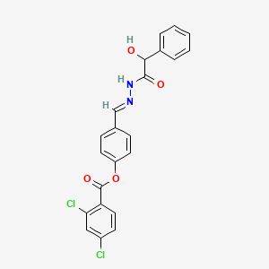 molecular formula C22H16Cl2N2O4 B12016298 4-(2-(Hydroxy(phenyl)acetyl)carbohydrazonoyl)phenyl 2,4-dichlorobenzoate CAS No. 303131-22-8