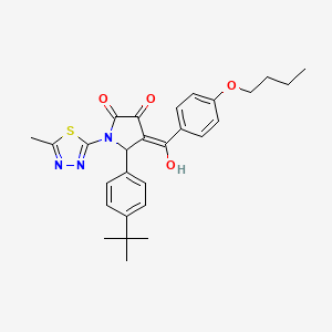 molecular formula C28H31N3O4S B12016302 4-(4-Butoxybenzoyl)-5-(4-tert-butylphenyl)-3-hydroxy-1-(5-methyl-1,3,4-thiadiazol-2-YL)-1,5-dihydro-2H-pyrrol-2-one CAS No. 617695-20-2