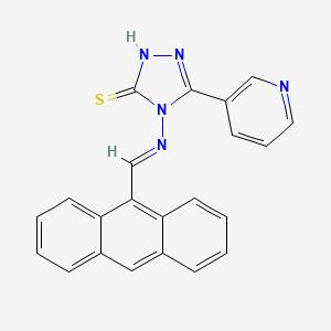 molecular formula C22H15N5S B12016335 4-((9-Anthrylmethylene)amino)-5-(3-pyridinyl)-4H-1,2,4-triazol-3-YL hydrosulfide 