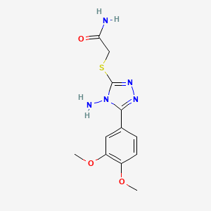 molecular formula C12H15N5O3S B12016347 2-((4-Amino-5-(3,4-dimethoxyphenyl)-4H-1,2,4-triazol-3-yl)thio)acetamide CAS No. 575461-59-5