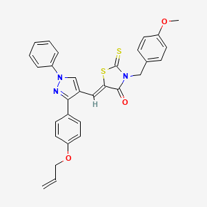 molecular formula C30H25N3O3S2 B12016372 (5Z)-5-({3-[4-(Allyloxy)phenyl]-1-phenyl-1H-pyrazol-4-YL}methylene)-3-(4-methoxybenzyl)-2-thioxo-1,3-thiazolidin-4-one CAS No. 623934-78-1