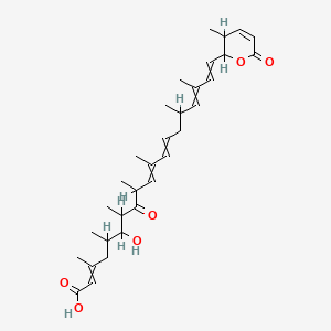 molecular formula C32H46O6 B1201641 6-Hydroxy-3,5,7,9,11,15,17-heptamethyl-19-(3-methyl-6-oxo-2,3-dihydropyran-2-yl)-8-oxononadeca-2,10,12,16,18-pentaenoic acid 