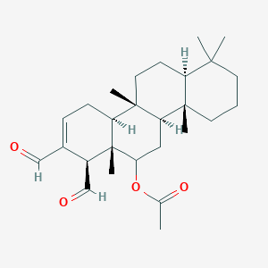7,8-Diformyl-1,1,4a,6a,10b-pentamethyl-1,2,3,4,4a,4b,5,6,6a,7,10,10a,10b,11,12,12a-hexadecahydrochrysen-6-yl acetate