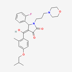 molecular formula C29H35FN2O5 B12016444 5-(2-Fluorophenyl)-3-hydroxy-4-(4-isobutoxy-2-methylbenzoyl)-1-[3-(4-morpholinyl)propyl]-1,5-dihydro-2H-pyrrol-2-one 