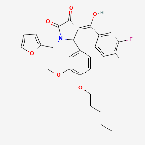 molecular formula C29H30FNO6 B12016456 4-(3-Fluoro-4-methylbenzoyl)-1-(2-furylmethyl)-3-hydroxy-5-[3-methoxy-4-(pentyloxy)phenyl]-1,5-dihydro-2H-pyrrol-2-one 