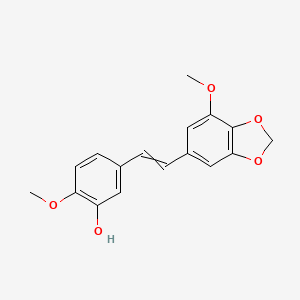 molecular formula C17H16O5 B1201647 Phenol, 2-methoxy-5-[(1E)-2-(7-methoxy-1,3-benzodioxol-5-yl)ethenyl]- 