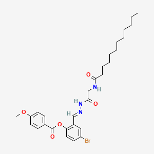 molecular formula C29H38BrN3O5 B12016489 4-Bromo-2-(2-((dodecanoylamino)acetyl)carbohydrazonoyl)phenyl 4-methoxybenzoate CAS No. 769150-49-4
